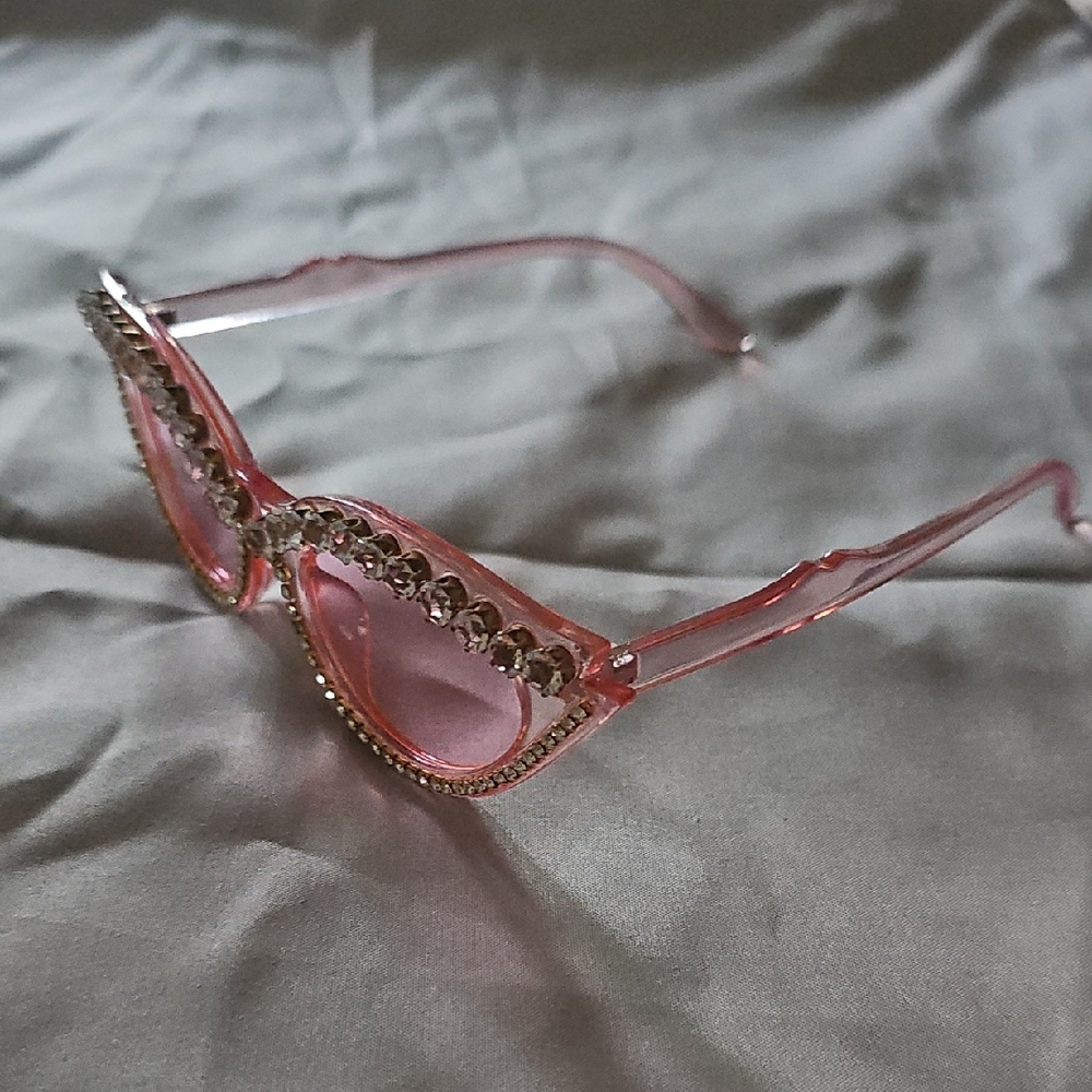 Pink Rhinestone Cat-Eye Sunglasses - Picture 5 of 6
